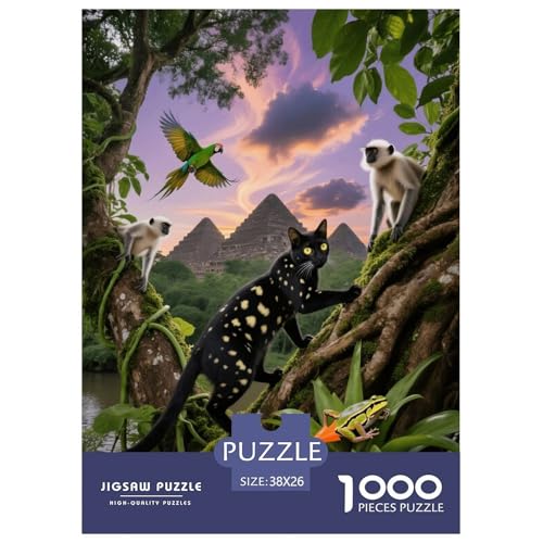 1000 Teile Savannah-Katze Puzzle – Für Erwachsene, Familienspaß & Lernspielzeug, Katze Geisteraffe Puzzle, Dekoration, Geschenk Für Kinder 38x26cm/1000pcs von EMYXPAQM