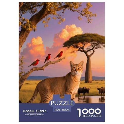 1000 Teile Savannah-Katze Puzzle – Für Erwachsene, Familienspaß & Lernspielzeug, Katze Grasland Puzzle, Wohnkultur, Geschenk Zum Geburtstag 38x26cm/1000pcs von EMYXPAQM