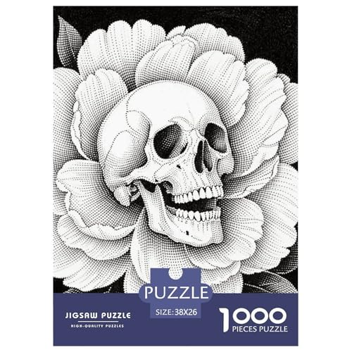 1000 Teile Schädel Puzzle Für Erwachsene Und Kinder Geschicklichkeitsspiel Schädel Blumen Puzzles Aus Karton Wohndekoration Geschenk Für Erwachsene 38x26cm/1000pcs von EMYXPAQM