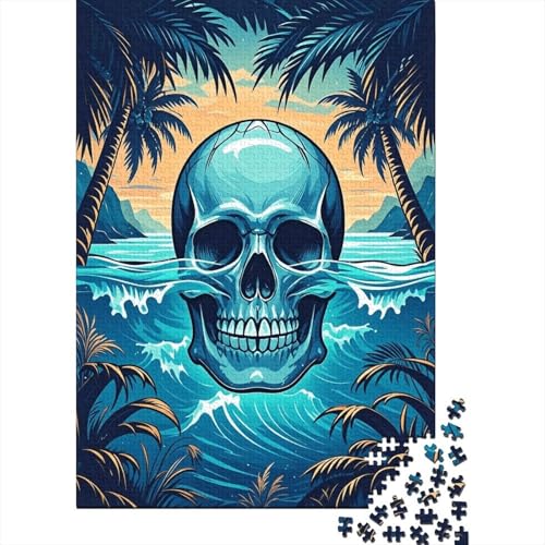 1000 Teile Schädel Puzzle Für Erwachsene Und Kinder Holzpuzzle Familien Spiel Schädelwellen Kokospalme Puzzles Wohndekoration Unique Gift 1000pcs (75x50cm) von EMYXPAQM