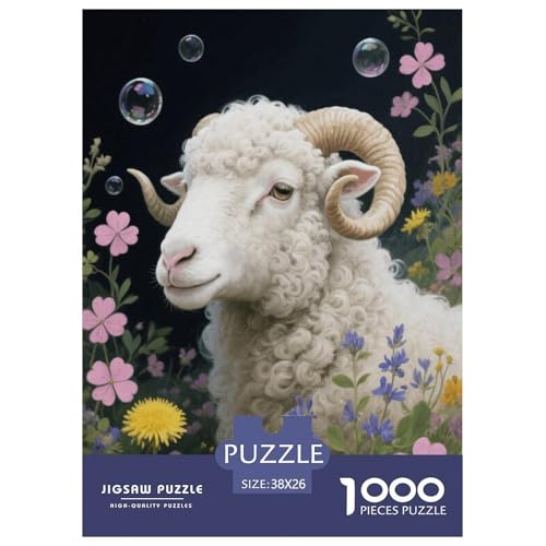1000 Teile Schaf Puzzle Für Erwachsene Und Kinder Geschicklichkeitsspiel Schaf Blumen Puzzles Aus Karton Wohndekoration Geschenkideen 38x26cm/1000pcs von EMYXPAQM