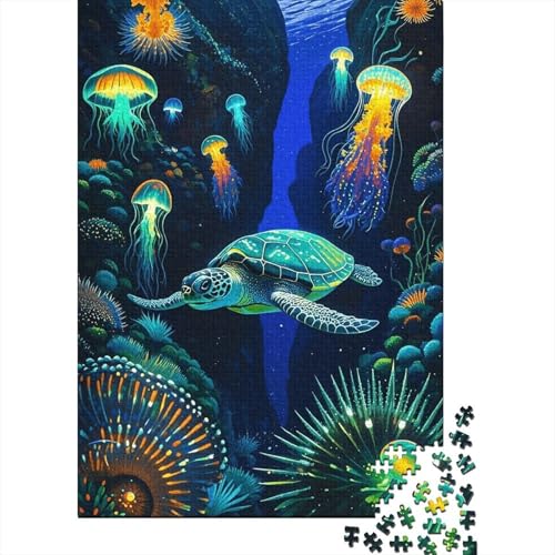 1000 Teile Schildkröte Puzzle Für Erwachsene Und Kinder Holzpuzzle Puzzlespiel Kreativspiel Schildkröte Quallenschlucht Puzzles Wohndekoration Unique Gift 1000pcs (75x50cm) von EMYXPAQM
