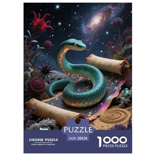 1000 Teile Schlange Puzzle Für Erwachsene Und Kinder Geschicklichkeitsspiel Grüne Schlange Nebel Puzzle Aus Karton Wohndekoration Geschenk Zum Geburtstag 38x26cm/1000pcs von EMYXPAQM