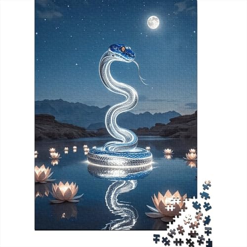 1000 Teile Schlange Puzzle Für Erwachsene Und Kinder Holzpuzzle Familien Spiel Silberschlange Lotoslaterne Puzzle Wohndekoration Geschenk Für Kinder 1000pcs (75x50cm) von EMYXPAQM