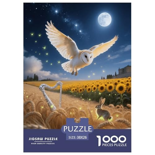 1000 Teile Schleiereule Puzzle – Für Erwachsene, Herausforderndes Denkspiel, Weizenfeld Puzzle, DekoRatteion, Geschenkideen 38x26cm/1000pcs von EMYXPAQM