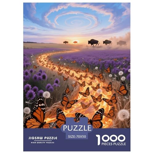 1000 Teile Schmetterling Puzzle – Für Erwachsene, Anspruchsvolles Spiel, Savannentiere Puzzles, Wohnkultur, Geschenkideen 70x50cm/1000pcs von EMYXPAQM