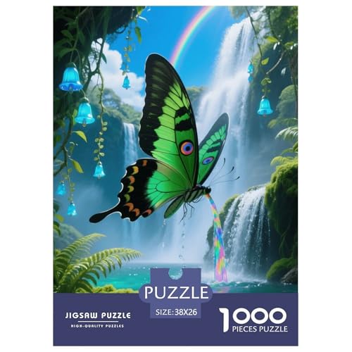 1000 Teile Schmetterling Puzzle – Für Erwachsene, Herausforderndes Denkspiel, Wald Wasserfall Puzzle, DekoRatteion, Geschenkideen 38x26cm/1000pcs von EMYXPAQM