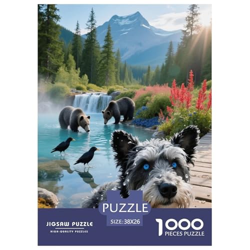 1000 Teile Schnauzer Puzzle – Für Erwachsene, Familienspaß & Lernspielzeug, Hund Braunbär Forest Puzzles, Wohnkultur, Geschenkideen 38x26cm/1000pcs von EMYXPAQM