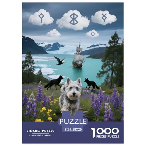 1000 Teile Schnauzer Puzzle – Für Erwachsene, Familienspaß & Lernspielzeug, Hund Gletscher Puzzle, Wohnkultur, Geschenkideen 38x26cm/1000pcs von EMYXPAQM