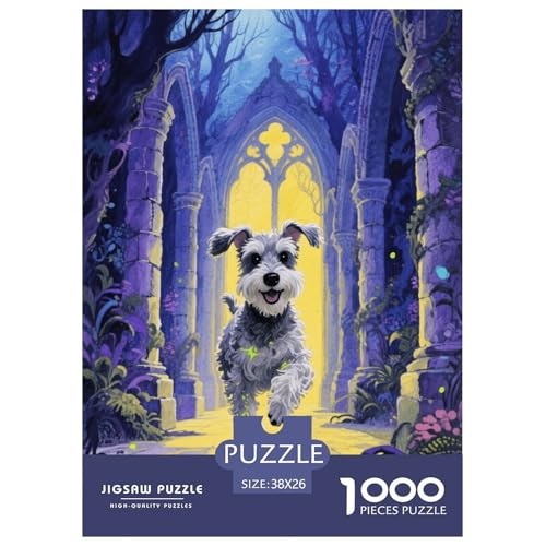 1000 Teile Schnauzer Puzzle – Für Erwachsene, Familienspaß & Lernspielzeug, Hund Kirche Puzzle, Dekoration, Geschenk Für Kinder 38x26cm/1000pcs von EMYXPAQM
