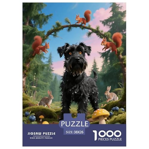1000 Teile Schnauzer Puzzle – Für Erwachsene, Familienspaß & Lernspielzeug, Hund Wald Puzzle, Dekoration, Geschenk Für Erwachsene 38x26cm/1000pcs von EMYXPAQM