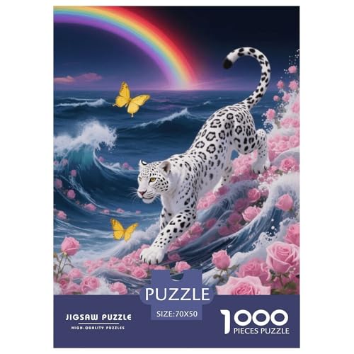 1000 Teile SchneeLeopard Puzzle Für Erwachsene Und Kinder Geschicklichkeitsspiel SchneeLeopard Rose Puzzle Aus Karton Wohndekoration Unique Gift 70x50cm/1000pcs von EMYXPAQM