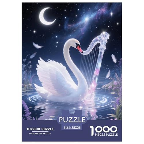 1000 Teile Schwan Puzzle Für Erwachsene Und Kinder Geschicklichkeitsspiel Schwan Blumen Nebel Puzzle Aus Karton Wohndekoration Geschenkideen 38x26cm/1000pcs von EMYXPAQM