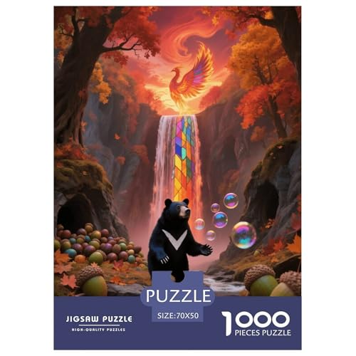 1000 Teile Schwarzbär Puzzle – Für Erwachsene, Herausforderndes Denkspiel, Ahornblatt-Schlucht Puzzle, DekoRatteion, Geschenkideen 70x50cm/1000pcs von EMYXPAQM
