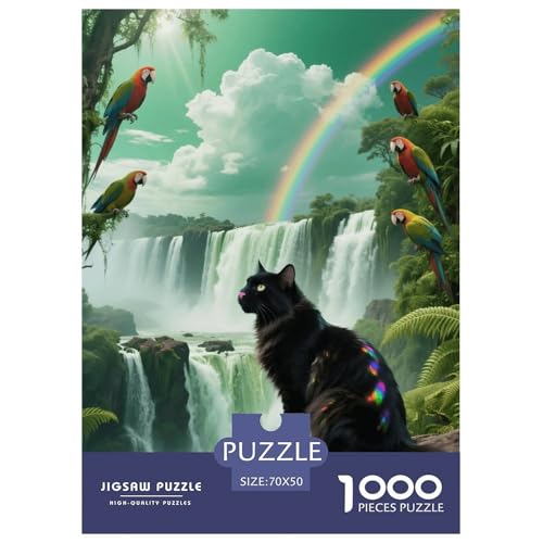 1000 Teile Schwarze Maine Coon Puzzle – Für Erwachsene, Anspruchsvolles Spiel, Wasserfall Puzzles, Wohnkultur, Geschenkideen 70x50cm/1000pcs von EMYXPAQM