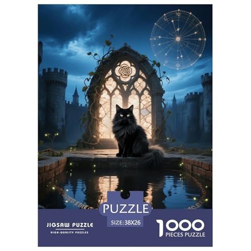 1000 Teile Schwarze Perserkatze Puzzle – Für Erwachsene, Familienfreundlicher Denkspaß, Rosette Puzzles, Dekoration, Geschenkideen 38x26cm/1000pcs von EMYXPAQM