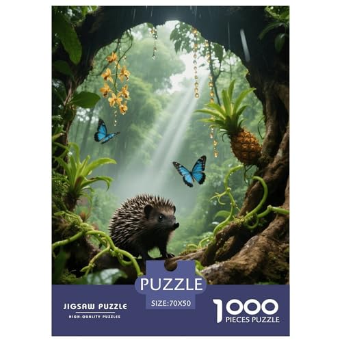 1000 Teile Schwarzer Igel Puzzle – Für Erwachsene, Anspruchsvolles Spiel, Dschungel Puzzles, Wohnkultur, Geschenkideen 70x50cm/1000pcs von EMYXPAQM