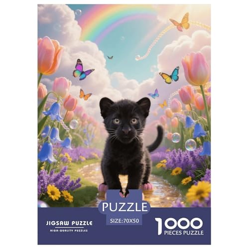 1000 Teile Schwarzer Panther Junges Puzzle – Für Erwachsene, Familienfreundlicher Denkspaß, Dreamy Blumenmeer Puzzle, Dekoration, Einzigartiges Geschenk 70x50cm/1000pcs 1000 Teile Schwarzer Panther Junges Puzzle – Für Erwachsene, Familienfreundlicher Denkspaß, Dreamy Blumenmeer Puzzle, Dekoration, Einzigartiges Geschenk 70x50cm/1000pcs von EMYXPAQM