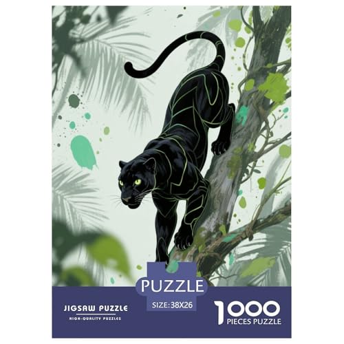 1000 Teile Schwarzer Panther Puzzle Für Erwachsene Und Kinder Geschicklichkeitsspiel MächTiger Schwarzer Panther Puzzles Aus Karton Wohndekoration Geschenk Zum Geburtstag 38x26cm/1000pcs von EMYXPAQM
