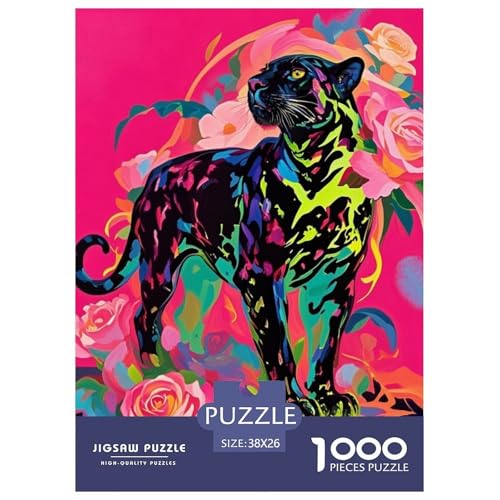 1000 Teile Schwarzer Panther Puzzle Für Jugendliche Und Erwachsene Schwieriges Spiel Schwarzer Panther Blumen Puzzles Aus Karton Wohndekoration Geschenk Für Erwachsene 38x26cm/1000pcs von EMYXPAQM