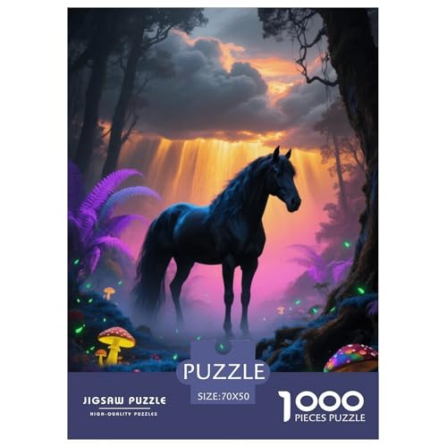 1000 Teile Schwarzes Pferd Puzzle – Für Erwachsene, Familienfreundlicher Denkspaß, Enchanted Wald Puzzle, Dekoration, Geschenkideen 70x50cm/1000pcs 1000 Teile Schwarzes Pferd Puzzle – Für Erwachsene, Familienfreundlicher Denkspaß, Enchanted Wald Puzzle, Dekoration, Geschenkideen 70x50cm/1000pcs von EMYXPAQM