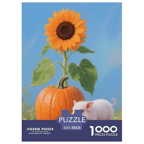 1000 Teile Schwein Puzzle – Für Erwachsene, Herausforderndes Knobelspiel, Kürbis Sonnenblume Puzzles, Wohnkultur, Einzigartiges Geschenk 38x26cm/1000pcs von EMYXPAQM