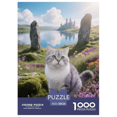 1000 Teile Scottish Fold Puzzle – Für Erwachsene, Familienspaß & Lernspielzeug, Katze Blütenbüschel Puzzle, Wohnkultur, Geschenk Zum Geburtstag 38x26cm/1000pcs von EMYXPAQM