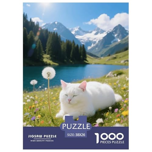 1000 Teile Scottish Fold Puzzle – Für Erwachsene, Familienspaß & Lernspielzeug, Katze See Flowers Puzzle, Wohnkultur, Einzigartiges Geschenk 38x26cm/1000pcs von EMYXPAQM
