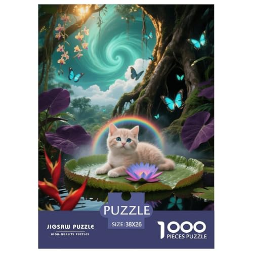 1000 Teile Scottish Fold Puzzle – Für Erwachsene, Familienspaß & Lernspielzeug, Katze Seerose Puzzles, Wohnkultur, Geschenk Für Kinder 38x26cm/1000pcs von EMYXPAQM