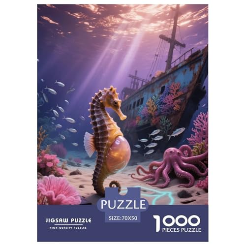 1000 Teile SeaPferd Puzzle – Für Erwachsene, Anspruchsvolles Spiel, Schiffswrack Puzzles, Wohnkultur, Einzigartiges Geschenk 70x50cm/1000pcs von EMYXPAQM