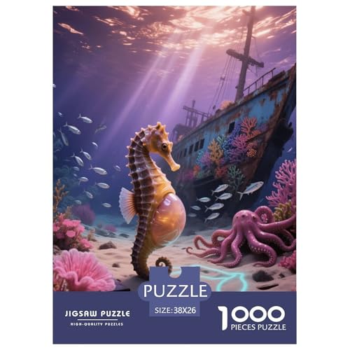 1000 Teile SeaPferd Puzzle – Für Erwachsene, Anspruchsvolles Spiel, Schiffswrack Puzzles, Wohnkultur, Geschenk Zum Geburtstag 38x26cm/1000pcs von EMYXPAQM