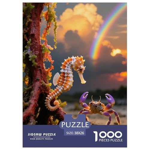1000 Teile SeaPferd Puzzle – Für Erwachsene, Herausforderndes Denkspiel, Lila Krabbe Puzzle, DekoRatteion, Geschenk Für Kinder 38x26cm/1000pcs von EMYXPAQM