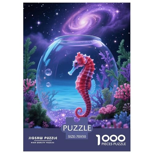 1000 Teile SeaPferd Puzzle Für Erwachsene Und Kinder Geschicklichkeitsspiel Seepferdchen Glasgefäß Puzzles Aus Karton Wohndekoration Geschenk Zum Geburtstag 70x50cm/1000pcs von EMYXPAQM