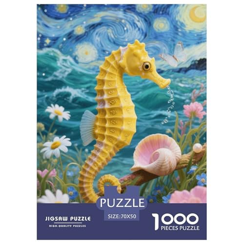 1000 Teile SeaPferd Puzzle Für Jugendliche Und Erwachsene Pädagogisches Spiel Yellow SeaPferd Blumen Puzzle Aus Karton Wohndekoration Unique Gift 70x50cm/1000pcs von EMYXPAQM