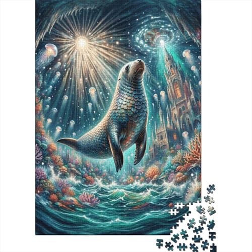 1000 Teile Seelöwe Puzzle Für Erwachsene Und Kinder Holzpuzzle Familien Spiel Seelöwe Quallenburg Puzzle Wohndekoration Geschenkideen 1000pcs (75x50cm) von EMYXPAQM