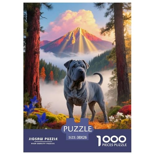 1000 Teile Shar-Pei Puzzle – Für Erwachsene, Familienspaß & Lernspielzeug, Hund Berggipfel Puzzle, Dekoration, Geschenk Für Kinder 38x26cm/1000pcs von EMYXPAQM