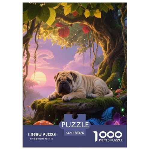 1000 Teile Shar-Pei Puzzle – Für Erwachsene, Familienspaß & Lernspielzeug, Hund Großer Baum Puzzle, Wohnkultur, Geschenk Zum Geburtstag 38x26cm/1000pcs von EMYXPAQM