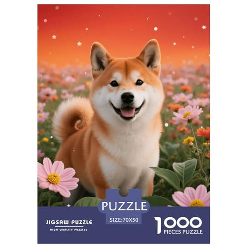 1000 Teile Shiba Inu Puzzle – Für Erwachsene, Herausforderndes Knobelspiel, Blumenmeer Puzzles, Wohnkultur, Geschenk Zum Geburtstag 70x50cm/1000pcs von EMYXPAQM