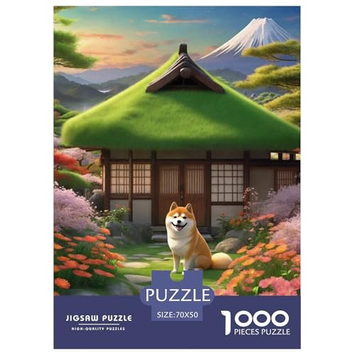 1000 Teile Shiba Inu Puzzle – Für Erwachsene, Herausforderndes Knobelspiel, Japanisches Cottage Puzzles, Wohnkultur, Geschenkideen 70x50cm/1000pcs 1000 Teile Shiba Inu Puzzle – Für Erwachsene, Herausforderndes Knobelspiel, Japanisches Cottage Puzzles, Wohnkultur, Geschenkideen 70x50cm/1000pcs von EMYXPAQM