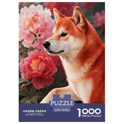 1000 Teile Shiba Puzzle Für Jugendliche Und Erwachsene Pädagogisches Spiel Shiba Pfingstrose Puzzle Aus Karton Wohndekoration Unique Gift 70x50cm/1000pcs von EMYXPAQM