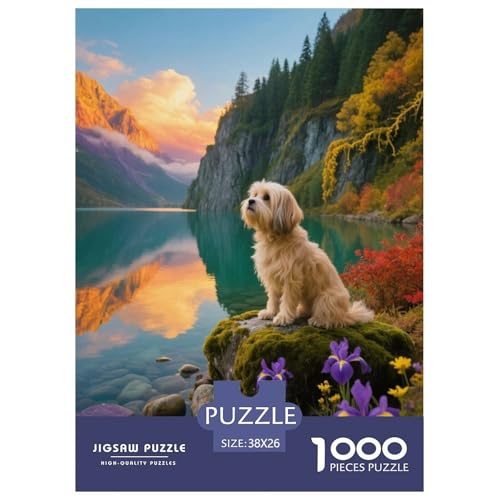 1000 Teile Shih Tzu Puzzle – Für Erwachsene, Familienspaß & Lernspielzeug, Hund Alpensee Puzzles, Dekoration, Geschenk Für Kinder 38x26cm/1000pcs von EMYXPAQM