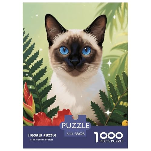 1000 Teile Siamkatze Puzzle – Für Erwachsene, Herausforderndes Knobelspiel, Tropische Dschungelblumen Puzzles, Dekoration, Einzigartiges Geschenk 38x26cm/1000pcs 1000 Teile Siamkatze Puzzle – Für Erwachsene, Herausforderndes Knobelspiel, Tropische Dschungelblumen Puzzles, Dekoration, Einzigartiges Geschenk 38x26cm/1000pcs von EMYXPAQM