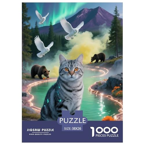 1000 Teile Sibirische Katze Puzzle – Für Erwachsene, Familienspaß & Lernspielzeug, Katze Braunbär Puzzles, Dekoration, Geschenkideen 38x26cm/1000pcs von EMYXPAQM
