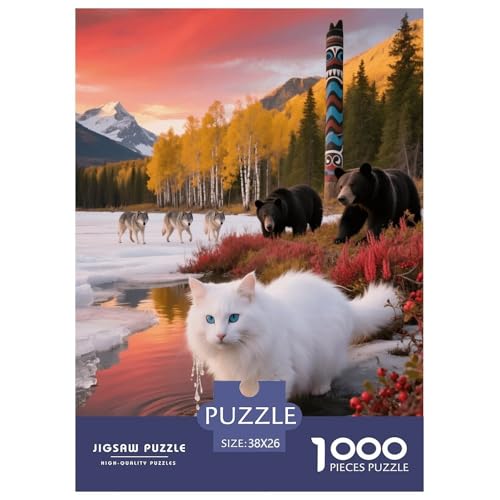 1000 Teile Sibirische Katze Puzzle – Für Erwachsene, Familienspaß & Lernspielzeug, Katze Braunbär Wolf Puzzle, Wohnkultur, Geschenk Zum Geburtstag 38x26cm/1000pcs von EMYXPAQM