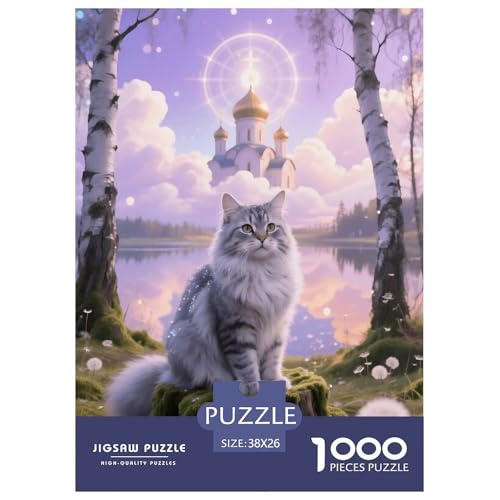 1000 Teile Sibirische Katze Puzzle – Für Erwachsene, Familienspaß & Lernspielzeug, Katze Wald Puzzles, Wohnkultur, Geschenk Zum Geburtstag 38x26cm/1000pcs von EMYXPAQM