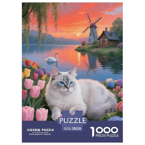 1000 Teile Silber Gradient Katze Puzzle – Für Erwachsene, Herausforderndes Knobelspiel, Tulpen Puzzles, Dekoration, Geschenkideen 38x26cm/1000pcs 1000 Teile Silber Gradient Katze Puzzle – Für Erwachsene, Herausforderndes Knobelspiel, Tulpen Puzzles, Dekoration, Geschenkideen 38x26cm/1000pcs von EMYXPAQM