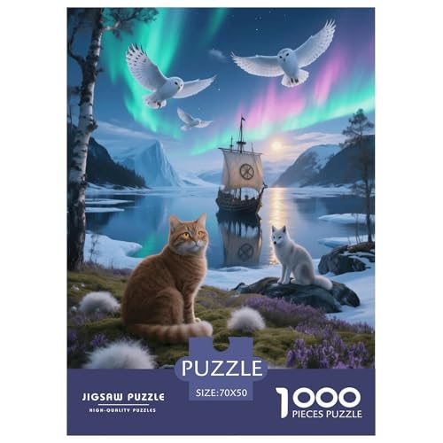 1000 Teile Skookum Puzzle – Für Erwachsene, Familienspaß & Lernspielzeug, Katze Gletscherfuchs Puzzles, Wohnkultur, Geschenk Zum Geburtstag 70x50cm/1000pcs von EMYXPAQM
