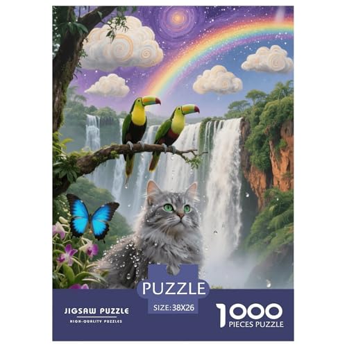 1000 Teile Skookum Puzzle – Für Erwachsene, Familienspaß & Lernspielzeug, Katze Tukan Wasserfall Puzzle, Wohnkultur, Geschenk Für Kinder 38x26cm/1000pcs von EMYXPAQM