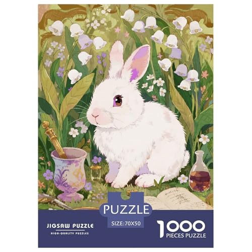 1000 Teile Snow Hase Puzzle Für Erwachsene Und Kinder Geschicklichkeitsspiel Schneehase Blumen Puzzles Aus Karton Wohndekoration Geschenk Für Kinder 70x50cm/1000pcs von EMYXPAQM