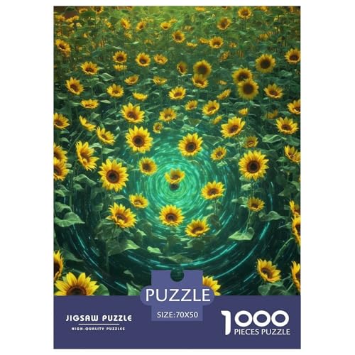 1000 Teile Sonnenblume Puzzle Für Erwachsene Und Kinder Geschicklichkeitsspiel Sonnenblumen Wirbel Puzzle Aus Karton Wohndekoration Einzigartiges Geschenk 70x50cm/1000pcs von EMYXPAQM